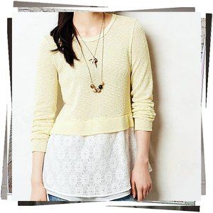 NWOT: Yellow Long Sleeve Tunic Sweater w/ Lace Underlay (S) by Clu + Willoughby